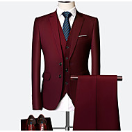 Homens Tamanhos Grandes Ternos / Conjuntos, Sólido Colarinho de Camisa Poliéster Vinho / Azul Claro / Azul Real / Delgado