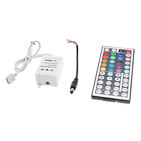 baratos Controles RGB-Zdm 44 chave do controlador remoto ir para led rgb luzes de tira com dc5.5x2.1 macho linha de conexão dc12v