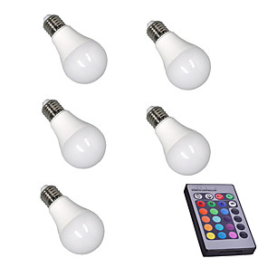 baratos Lâmpadas LED Inteligentes-5pçs 5 W Lâmpada de LED Inteligente 400 lm E26 / E27 A60(A19) 15 Contas LED SMD 5050 Regulável Controle Remoto Decorativa RGBW 85-265 V / RoHs