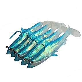 baratos Acessórios de Pesca-5 pcs Iscas Isco Suave / Amostras moles Jig Head Shad Jerkbaits silica Gel Plástico Suave Chumbo Afundando Pesca de Mar Isco de Arremesso Pesca no Gelo / Rotação / Pesca de Gancho / Pesca de Carpa