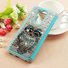 baratos LG Q7 / Q7+-Capinha Para LG LG Q Stylus / LG Stylo 4 / LG Q7 Com Strass / Estampada Capa traseira Corujas Rígida PU Leather