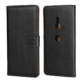 baratos Xperia 10 / XA3-Capinha Para Sony Sony XA2 Plus / Sony Xperia XZ2 Premium / Sony Xperia XZ3 Carteira / Porta-Cartão / Com Suporte Capa Proteção Completa Sólido Rígida couro legítimo