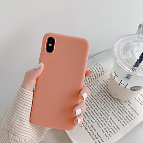 baratos iPhone XR-Capinha Para Apple iPhone XS / iPhone XR / iPhone XS Max Anti-poeira / Ultra-Fina Capa traseira Sólido / Desenho Animado TPU