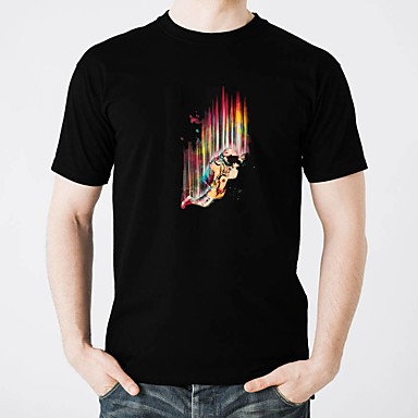 baratos Camisetas com LED-Camiseta com LED Luminoso Algodão puro LED Casual 2 Baterias AAA