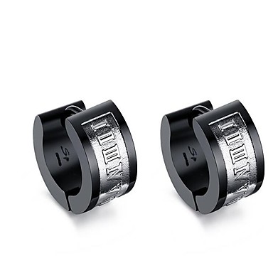 baratos Bijuteria Masculina-Homens Brincos em Argola Geométrico Fashion Jóias inicial Aço Inoxidável Brincos Jóias Dourado / Preto / Azul Para Casamento Festa / Noite Diário Mascarilha Festa de Noivado Baile de Formatura