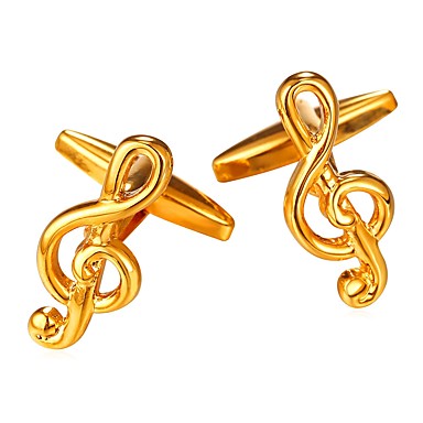 baratos Abotoaduras-Botões de Punho Nota Musical Formal Fashion Broche Jóias Prata Dourado Para Presente Diário