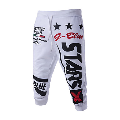 baratos Calças Esportivas-Homens Básico Diário Calças Esportivas / Shorts Calças - Letra Cinzento Azul Claro Azul Real L XL XXL