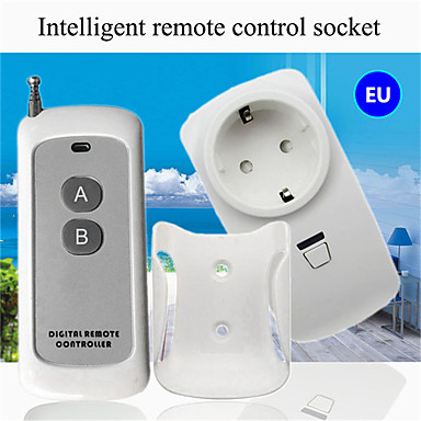 baratos Smart Plug-Soquete de controle remoto sem fio / tomada de casa inteligente / ac110-265v rooom luz de energia on / off controle remoto inteligente / eu tomada remota 433 mhz